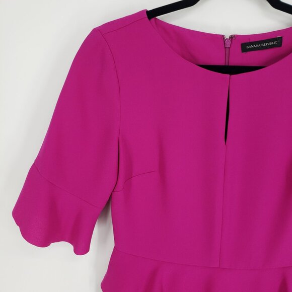 3/$25 Banana Republic Ruffle Dress 0 A Line Short Sleeves Cocktail Work Pink - Picture 5 of 11